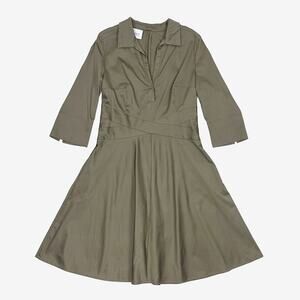 Akris Punto Olive Green Fit-and-Flare Shirt Dress